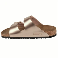 Klapki damskie Birkenstock Arizona BS narrow birko-flor różowo-złote r. 37