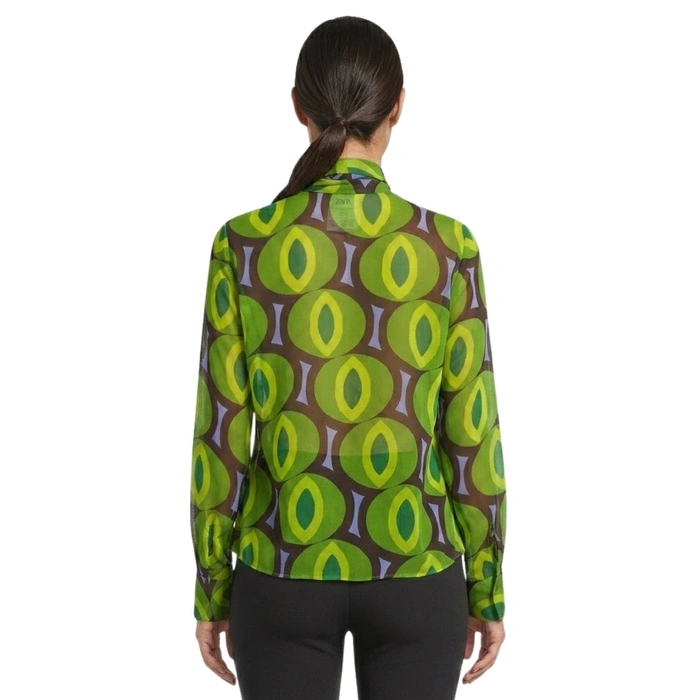 Bluzka damska Zara krótka zielona satynowa r. XL