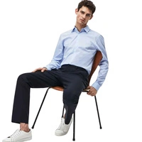 Koszula męska Lacoste Slim Fit Poplin Shirt wzorzysta niebieska r. S/M