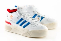 Buty damskie Adidas Forum Bonega 2B skórzane wysokie biało niebieskie 