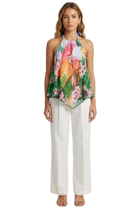 Bluzka damska Desigual Azucar czarny w neonowe pasy halter r. L