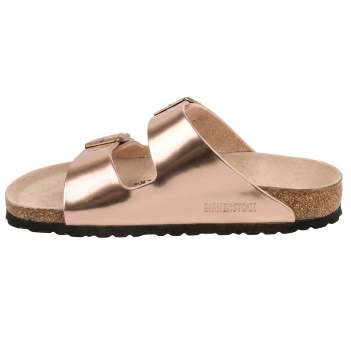 Klapki damskie Birkenstock Arizona BS narrow birko-flor różowo-złote r. 41