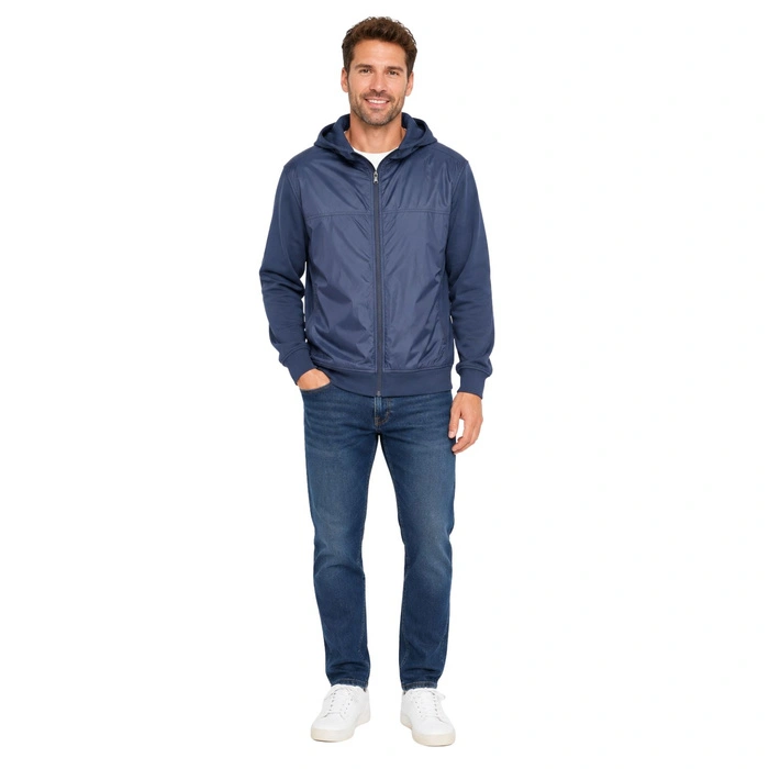 Bluza męska Mango hybrydowa granatowa rozsuwana z kapturem r.M