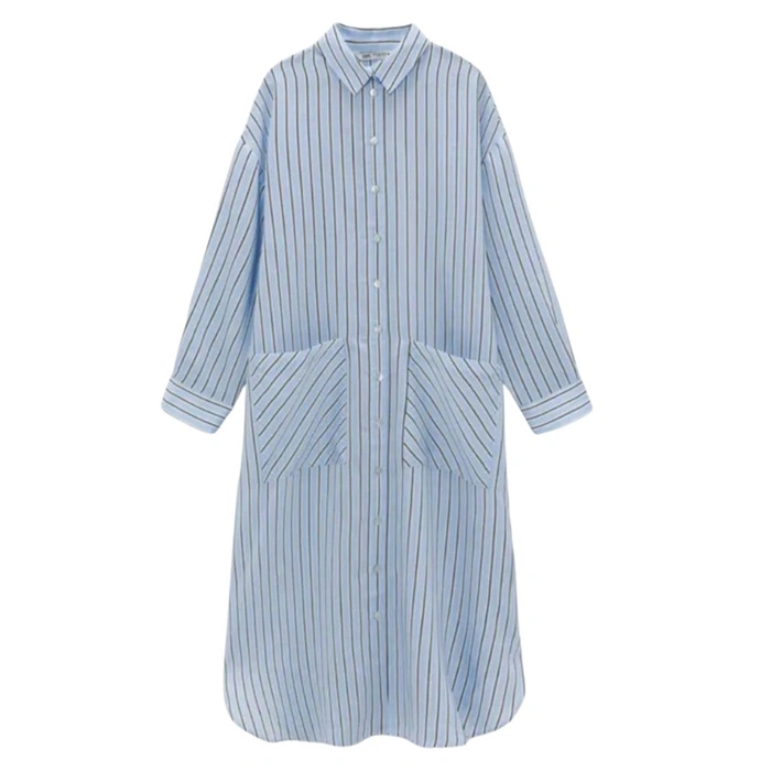 Sukienka damska Zara midi koszulowa oversize niebieska