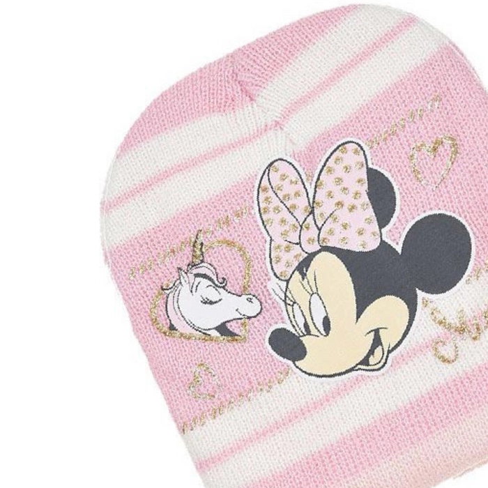 Komplet czapka rękawiczki Disney Myszka Minnie zimowa jasno różowy dla dziewczynki r. 50