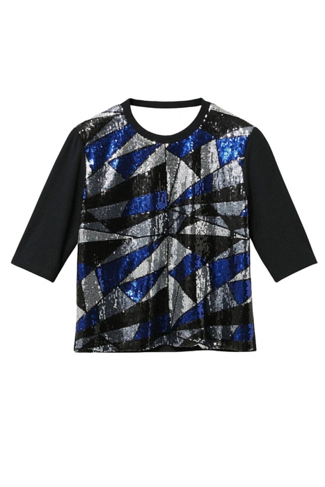 Bluzka damska Desigual Mirror z cekinami wycięte blecy r. L